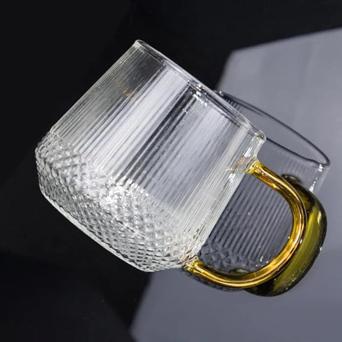 Glass Mug With Golden Handle