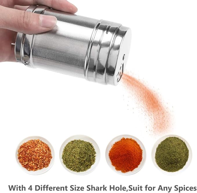 Stainless Steel Spice Shaker, Salt and Pepper Shakers,Dredge