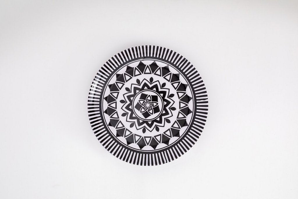 Melamine Dinner Plate black and white(set of 6 plates)