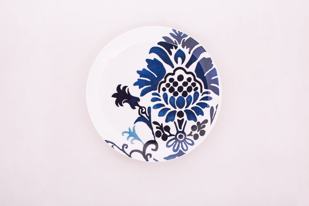 Melamine Dinner Plate bleu blanc (set of 6 plates)