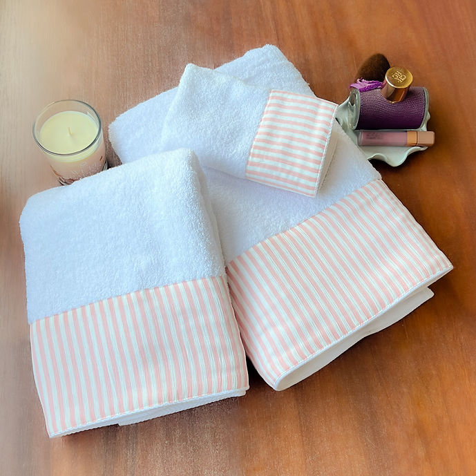 TELA Shiny Pink Stripes Guest  Towel