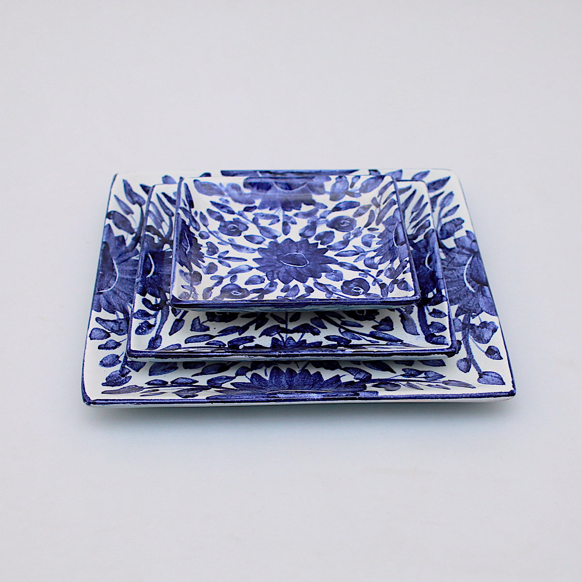 Blue Flower Square Plate