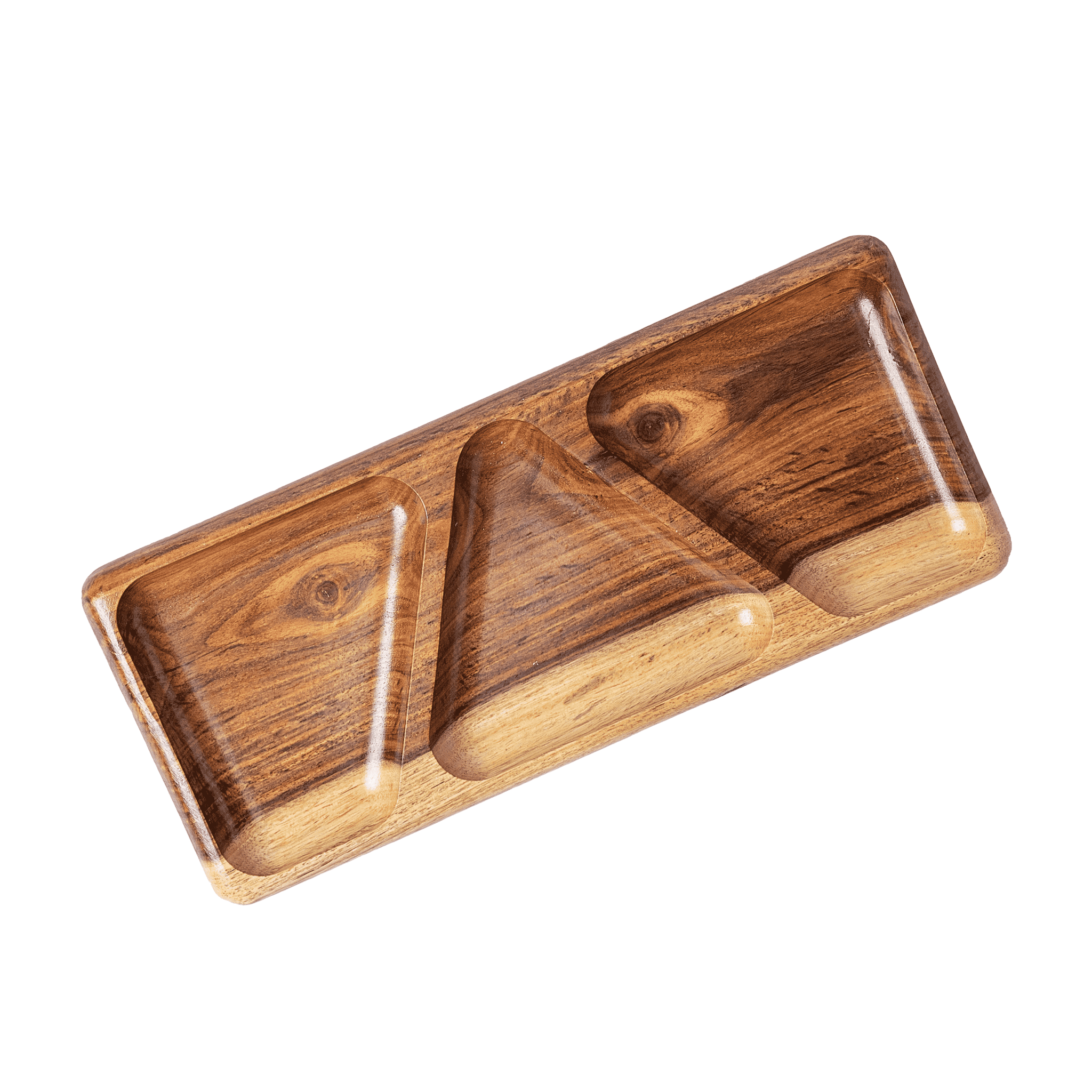 Three-Section Wooden Plate
