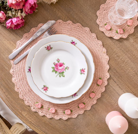 shabby crochet Placemat Pale Pink
