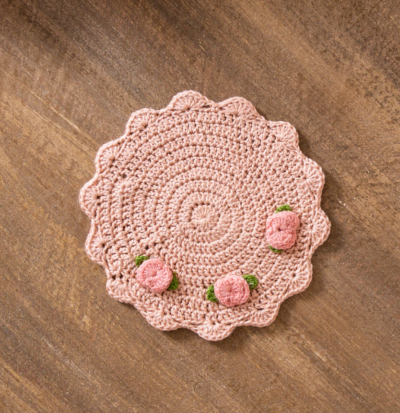 shabby crochet coaster Pale Pink