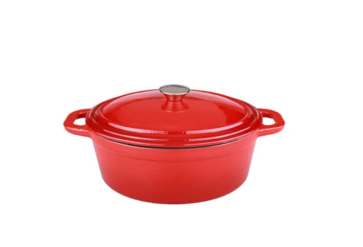 cast iron oval casserole red