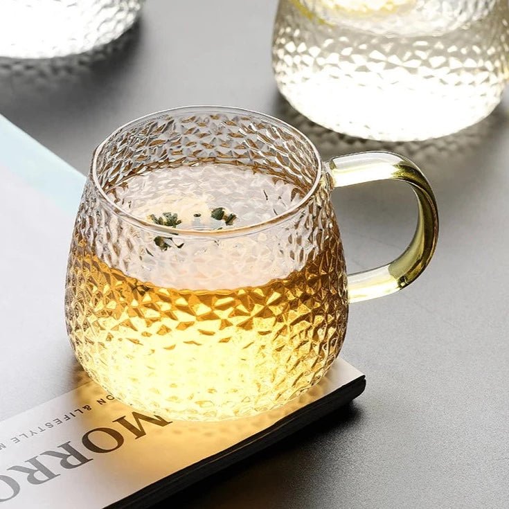 Glass Mug With Golden Handle