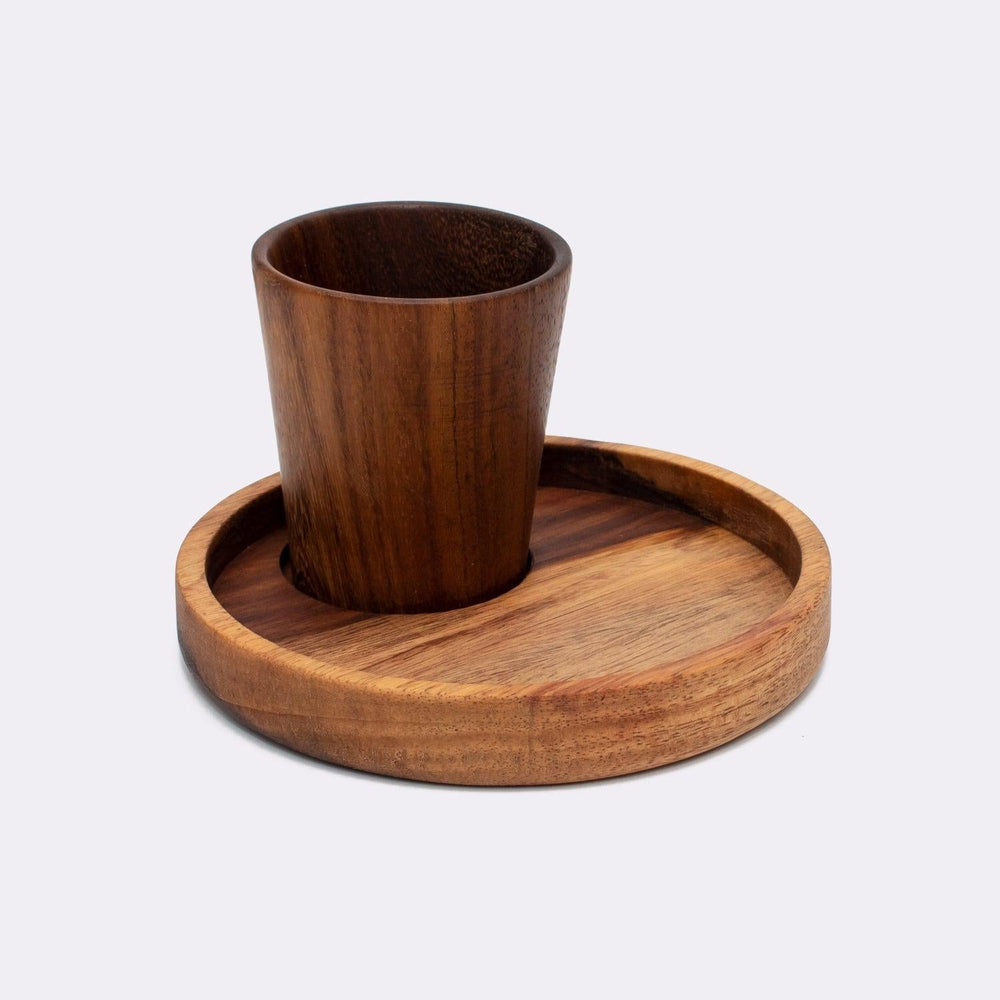 Vintage Wood Coffee Cup Set - chefmay.com
