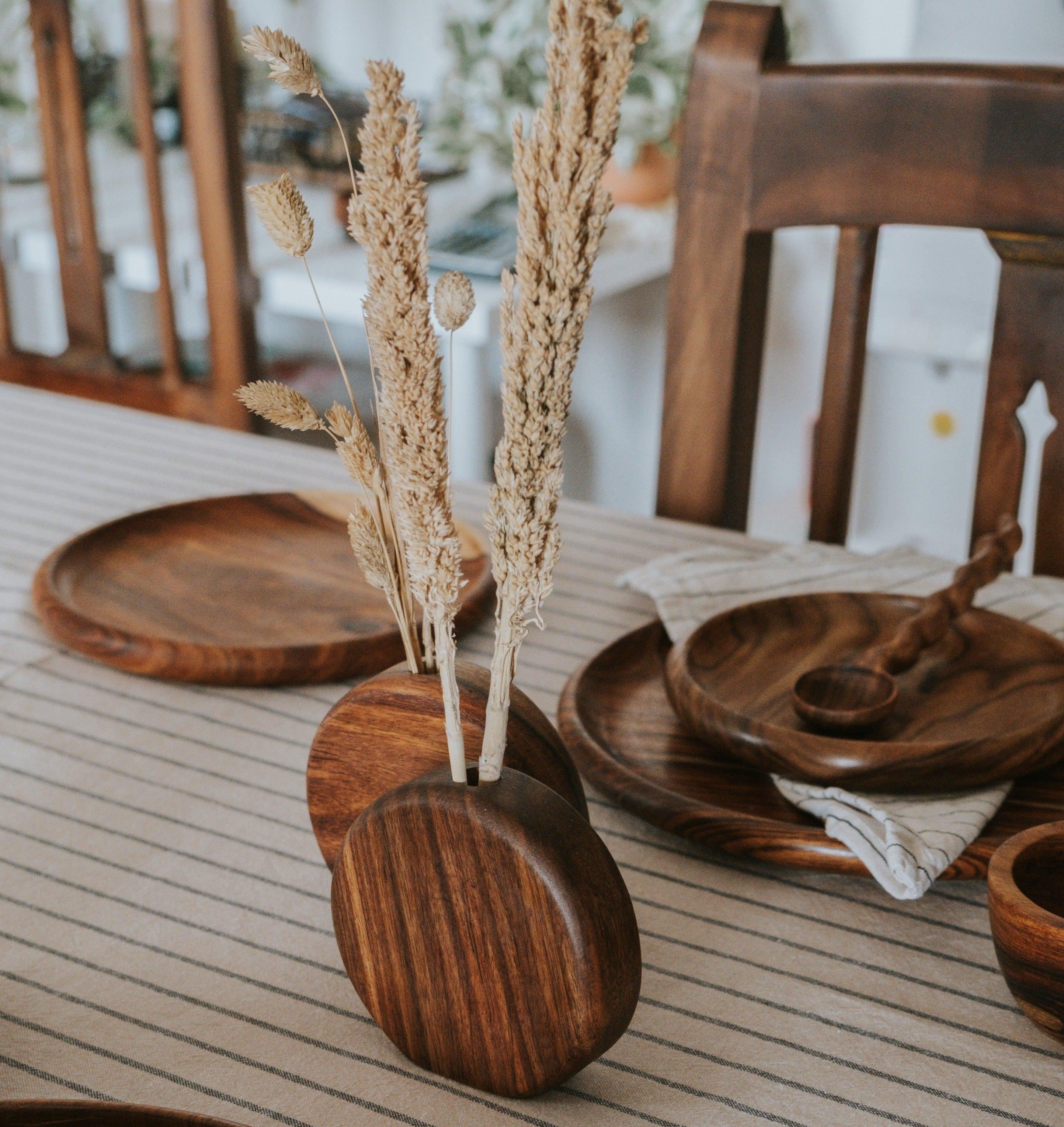 Wood Circular Vase - chefmay.com